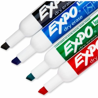 Expo Dry Erase Marker - Bold Chisel Marker Point - Assorted Ink - Dry - 4 Pack LOW ODOUR CHISEL POINT NON TOXIC SANFORD EXPO