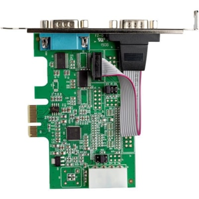 StarTech.com 2-port PCI Express RS232 Serial Adapter Card - PCIe to Dual Serial DB9 RS-232 Controller - 16950 UART - Windows and Linux - 2-port PCI Express RS232 serial controller card 16950 UART/ASIX AX99100 - Bi-directional speeds 921.6Kbps/port | 256 byte FIFO | 9th data bit - Pin 9 pwr out 5v/12  CTLR 