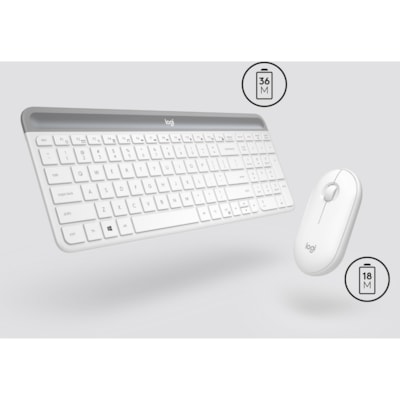Logitech Slim Wireless Keyboard and Mouse Combo MK470 - USB Wireless RF - USB Wireless RF - Optical - 1000 dpi - Scroll Wheel - Symmetrical - AAA, AA - Compatible with Desktop Computer, Notebook for Windows  