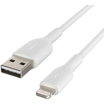 Belkin BoostCharge Lightning to USB-A Cable (2 meter / 6.6 foot, White) - 6.6 ft Lightning/USB Data Transfer Cable for Notebook, Power Bank, iPhone, iPad, iPad Pro - First End: 1 x Lightning Male - Second End: 1 x USB Type A Male - MFI - White  