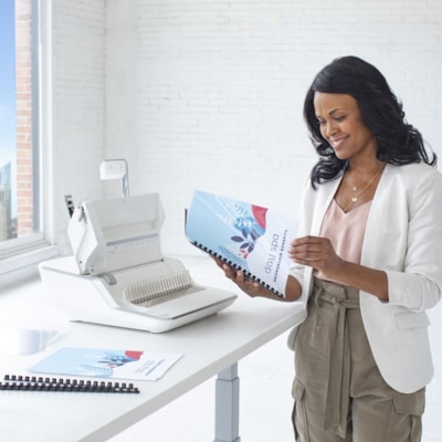 Fellowes Lyra 3-in-1 Binding Center - CombBind - 300 Sheet(s) Bind - 30 Punch - 6.03" (153.16 mm) Height x 16.63" (422.40 mm) Width x 15.56" (395.22 mm) Depth - White, Gray  