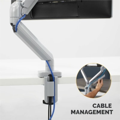 Fellowes Platinum Mounting Arm for Monitor - Silver - 1 Display(s) Supported - 27" Screen Support - 20 lb (9071.85 g) Load Capacity - 1 Each SILVER - DESK MOUNT 