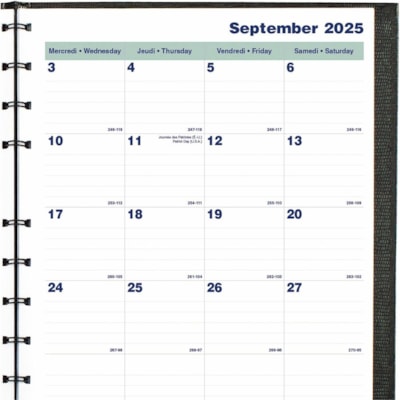 Blueline 2026 MiracleBind CoilPro 16-Month Monthly Planner - September to December - 11" x 9-1/16" - Black - Bilingual - 16 Month - September 2025 to December 2026 - 1 Month Double Page Layout - 9 1/16" (230.12 mm) x 11" (279.40 mm) Sheet Size - Twin Wire - Black - Paper - Note Page, Repositionable,  