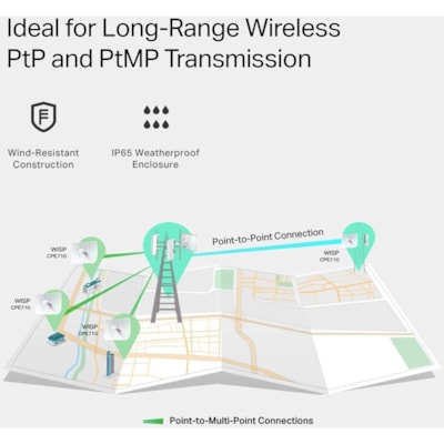 TP-Link CPE710 IEEE 802.11a/n/ac 867 Mbit/s Wireless Bridge - 5 GHz - MIMO Technology - 1 x Network (RJ-45) - Gigabit Ethernet - Pole-mountable  WRLS 