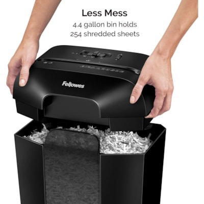 Fellowes LX45 Cross-cut Shredder - Non-continuous Shredder - Cross Cut - 8 Per Pass - for shredding Staples, Paper, Paper Clip, Credit Card - 0.2" (3.97 mm) x 1.6" (39.69 mm) Shred Size - P-4 - 6 Minute Run Time - 20 Minute Cool Down Time - 15.14 L Wastebin Capacity - Black CROSS CUT FOR PERSONAL USE