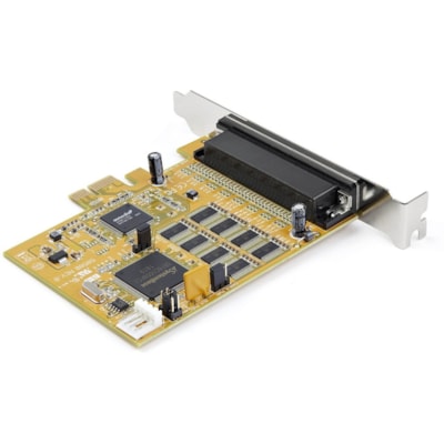 StarTech.com 8-Port PCI Express RS232 Serial Adapter Card, PCIe to DB9 RS232 Controller Card, 16C1050 UART, 15kV ESD, Windows Only, TAA - 8-Port PCI Express RS232 serial adapter card 16C1050 UART 15kV ESD - Bi-directional speed 921.6Kbps/port; 256byte FIFO - Expansion controller card; Pin 9 power 5v 2CTLR 