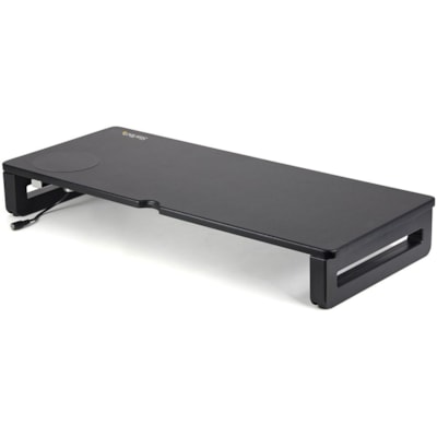 StarTech.com Monitor Riser Stand with Wireless Charging Pad, 15W Qi Charger for Phone, Height Adjustable Computer Monitor Riser for Desk - Computer monitor riser stand with wireless charging has 23.6x9.8in surface - Up to 33lb - Integrated 15W Qi certified charger pad for smartphone - Height adjusta  