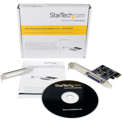 StarTech.com 1-Port Parallel PCIe Card, PCI Express to Parallel DB25 LPT Adapter Card, Desktop Expansion Controller for Printer, SPP/ECP - Parallel PCIe card controller w/ DB25 parallel port - SPP/Byte/ECP modes - Works w/ IEEE 1284 up to 2.5Mbps - Printer/LPT port expansion adapter card - Asix AX99 w/ DB25 parallel port - SPP/By te/ECP modes - Works