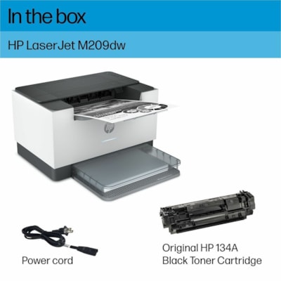 HP LaserJet 200 M209dw Desktop Wireless Laser Printer - Monochrome - 30 ppm Mono - 600 x 600 dpi Print - Automatic Duplex Print - 150 Sheets Input - Ethernet - Wireless LAN - Wi-Fi Direct, HP Smart App, Apple AirPrint, Mopria - 20000 Pages Duty Cycle - Plain Paper Print - Fast Ethernet - USB  