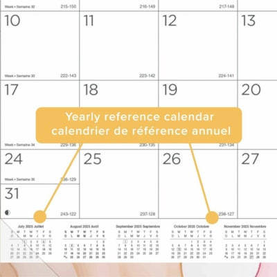 Blueline Foliage Academic 12-Month Desk Pad Calendar, 22" x 17" , Bilingual - Academic - Monthly - August 2024 to July 2025 - 1 Month Single Page Layout - Desk Pad - Chipboard - 22" (558.80 mm) Height x 17" (431.80 mm) Width - Top Bound, Reinforced Corner, Tear-off, Bilingual, Daily Block, Reference  