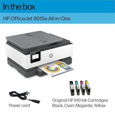 HP Officejet 8015e Wireless Inkjet Multifunction Printer - Color - Copier/Printer/Scanner - 18 ppm Mono/10 ppm Color Print - 4800 x 1200 dpi Print - Automatic Duplex Print - Up to 20000 Pages Monthly - Color Flatbed Scanner - 1200 dpi Optical Scan - Wireless LAN - ChromeOS, HP Smart App, Apple AirPr  PRNT 