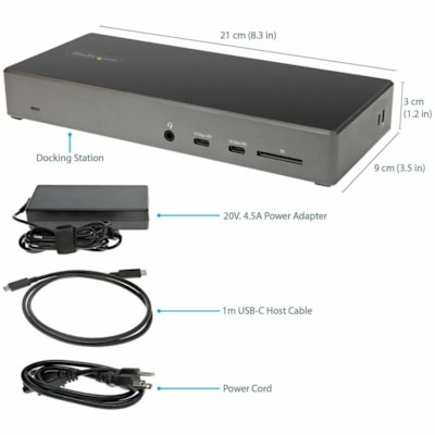 StarTech.com USB C Dock, Triple 4K Monitor USB-C Docking Station with DP 1.4 & DSC, 2x DisplayPort & 1x HDMI, 100W PD, 6x USB (2x 10Gbps) - USB-C docking station 10Gbps - Dual or Triple Monitor MST USB C Dock 4K 60Hz (2x DisplayPort and 1x HDMI) DP 1.4 Alt-Mode w/ DSC/HBR3 - 100W Power Delivery, SD   Dual or Triple Monitor MST US B C Dock 4K 60Hz (2x