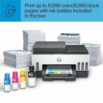 HP Smart Tank 7301 All-in-One Printer-Multifunction printer-color-ink-jet-refillable-Copier/Scanner-4800x1200 dpi Print-Automatic Duplex Print-5000 Pages-250 sheets Input-Color Flatbed Scanner-1200 dpi Optical Scan-Wireless LAN - Copier/Printer/Scanner - 4800 x 1200 dpi Print - Automatic Duplex Prin /Canada 