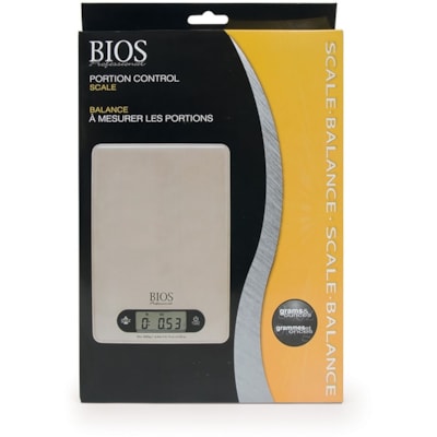 BIOS Medical Slim Portion Control Scale - 9 lb (4082.33 g) / 11.02 lb (5000 g) Maximum Weight Capacity - Silver 2 X AAA BATTERIES INCLUDED 