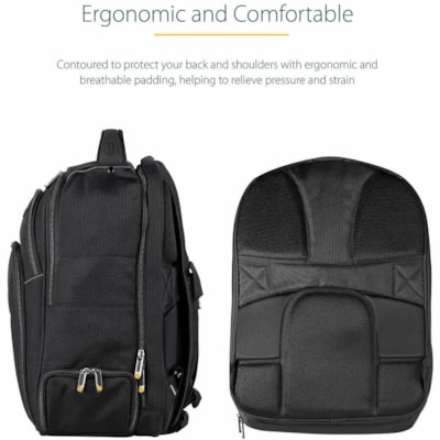 StarTech.com 15.6" Laptop Backpack w/ Removable Accessory Case, Professional IT Tech Backpack for Work/Travel/Commute, Nylon Computer Bag - 15.6in laptop backpack for work with padded compartments for notebook & tablet - Removable accessories case is stored in separate section at bottom of bag - Erg  CASE 