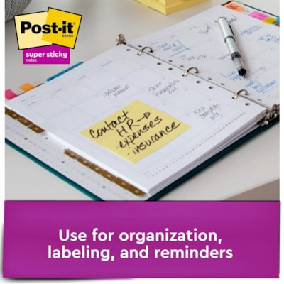 Post-it® Super Sticky Dispenser Notes - Canary Yellow - 3" (76.20 mm) Flag/Note Width x 3" (76.20 mm) Flag/Note Length - Square - Canary Yellow - Paper - Pop-up, Recyclable, Adhesive - 18 / Pack 90 SHEETS/PAD CABINET PACK 