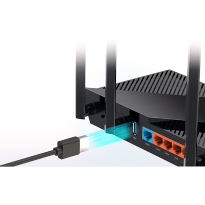 TP-Link Archer AX55 Wi-Fi 6 IEEE 802.11ax Ethernet Wireless Router - Dual Band - 2.40 GHz ISM Band - 5 GHz UNII Band - 4 x Antenna(4 x External) - 375 MB/s Wireless Speed - 4 x Network Port - 1 x Broadband Port - USB - Gigabit Ethernet - VPN Supported - Desktop  