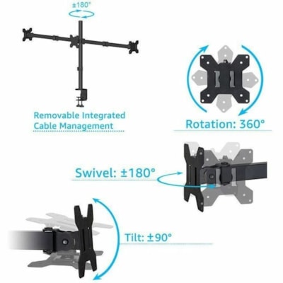 Rocelco Triple Screen Monitor Arm - Height Adjustable - 3 Display(s) Supported - 13" to 27" Screen Support - 52.91 lb (24000 g) Load Capacity - 75 x 75, 100 x 100 - VESA Mount Compatible Arm 