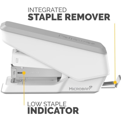 Fellowes LX840 Half Strip EasyPress Stapler White - Holds Upto 105 Staple - Half Strip - White - Metal - 1 Each HALF STRIP  EFFORTLESS STAPLER 25 SHEET CAPACITY  WHITE