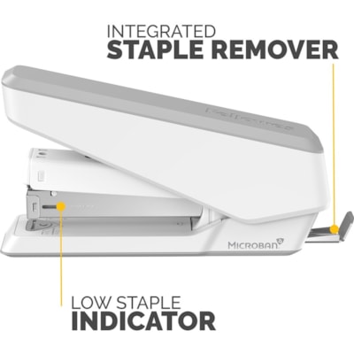 Fellowes LX850 Full Strip EasyPress Stapler - White - Holds Upto 210 Staple - Full Strip - White - 1 Each FULL STRIP  EFFORTLESS STAPLER 25 SHEET CAPACITY  WHITE