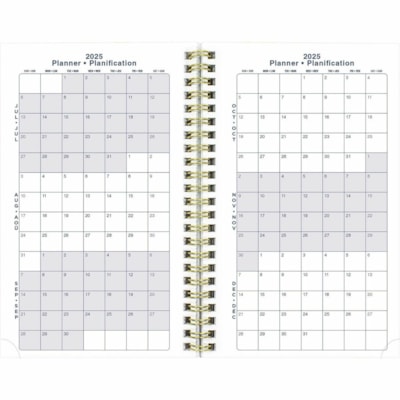 Blueline Essential Planner - Academic - Weekly, Monthly - 13 Month - July to July - Twin Wire - Navy, Gold - Foil - Translucent Cover - 8" (203.20 mm) Height x 5" (127 mm) Width - Bilingual, Monthly Planner, Ruled Planning Space, Reminder Section, Notes Area, Periodic Table, Multiplication Table, Me  