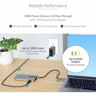 StarTech.com USB C Multiport Adapter, 4K 60Hz HDMI HDR10 Video, 3 Port 5Gbps USB 3.2 Hub, 100W PD PassThrough, GbE, Mini Travel Dock - USB C multiport adapter to 4K 60Hz HDMI video HDR with DP 1.4 Alt-Mode - 3x USB-A 5Gbps | 100W USB PD Pass-Through laptop charging - 12in cable - Portable Type-C min ZACCS 