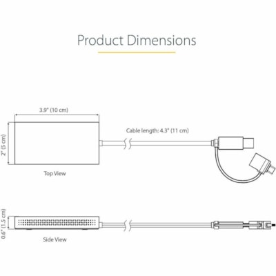 StarTech.com Adaptateur USB vers Double HDMI de 11cm, USB A/C vers 2 Écrans HDMI (1x4K30Hz/1x1080p), Convertisseur USB 3.0 à HDMI, Win/Mac - 3840 x 2160 Pris en charge - Gris - 1 HZ + 1080P 