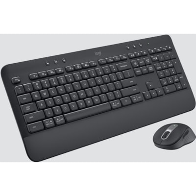 Logitech Signature MK650 Combo for Business Wireless Mouse and Keyboard Combo - USB Plunger Wireless Bluetooth/RF Keyboard - 118 Key - French - Graphite - USB Wireless Bluetooth/RF Mouse - 4000 dpi - Scroll Wheel - Graphite - AA - Compatible with PC, Mac  