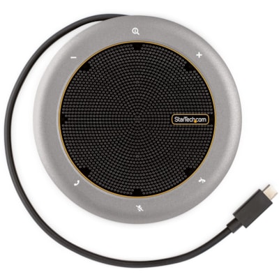 StarTech.com USB-C Speakerphone Docking Station, Mini Portable Conference Speaker/Audio Dock, VGA/4K HDMI, USB Hub, Teams/Zoom/Softphone - USB-C speakerphone mini dock; HDMI 4K 60Hz/1080p VGA video - 2x USB-A 3.2/3.1 5Gbps Hub - USB Type-C power/5Gbps data port/100W PD Pass-Through - 22in (56cm) wra  PERP 