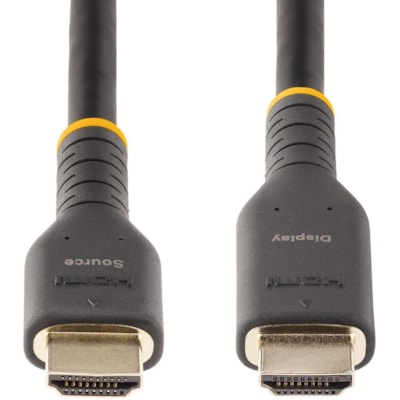 StarTech.com 10m (30ft) Active HDMI Cable, HDMI 2.0 4K 60Hz UHD, Rugged HDMI Cord w/ Aramid Fiber, Heavy-Duty High Speed HDMI 2.0 Cable - 30ft Active HDMI 2.0 Cable with Ethernet supports 4K 60Hz - Built-in amplifier - Directional cable with source/display labels - Heavy-duty 28AWG HDMI cord with TP  ADAP 