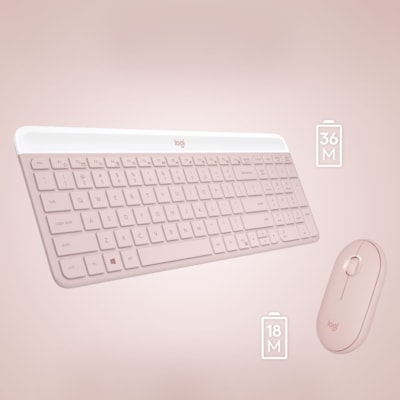 Logitech MK470 Keyboard & Mouse - USB Mechanical Wireless RF 2.40 GHz Keyboard - USB Wireless RF Mouse - Optical - 1000 dpi - Scroll Wheel - Symmetrical - AAA, AA - Compatible with Desktop Computer, Notebook for PC COMPACT & QUIET WIRELESS KEYBOARD & MOUSE COMBO - ROSE
