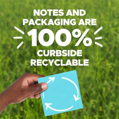 Post-it® - Notes super collantes recyclées - 70 - largeur de drapeau/note 3 po (76,20 mm) x longueur de drapeau/note 3 po (76,20 mm) - Carré - 70 Feuilles par bloc - Non ligné - Papier - Adhésif - Recyclé - 24 / emballage 3 IN X 3 IN  OASIS COLLECTIONS 24 PADS  70 SHEETS/PAD