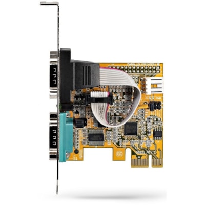 StarTech.com 2-Port PCI Express Serial Card, Dual Port PCIe to RS232 (DB9) Serial Card, 16C1050 UART, COM Retention, Windows & Linux - Connect serial RS232 (DB9) devices with this PC Serial Card. Supports 16C1050 UART - PCI Express serial card with LED activity lights - The UART PCIe supports 5/12V   CTLR 