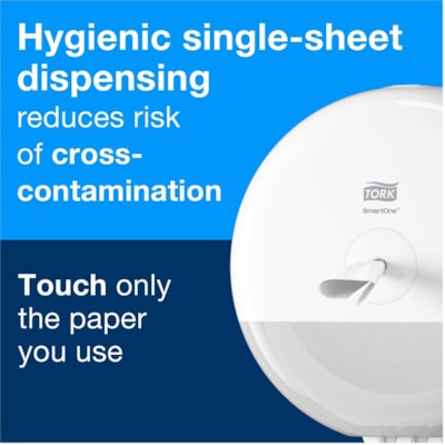 TORK SmartOne Mini Toilet Paper Roll White with Gray Leaf T9 - 2 Ply7.09" (180.01 mm) Length - 5.87" (149 mm) Roll Diameter - White, Gray - Virgin Pulp, Fiber - 620 / Pack PAPER 11.6MX13.4CM 2 PLY WHITE 