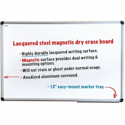 Viztex® Lacquered Steel Magnetic Dry Erase Board with an Aluminium Frame - 24" x 36" - 24" (609.60 mm) Width x 36" (914.40 mm) Height - White Lacquered Steel Surface - Aluminum Frame - Rectangle - Horizontal/Vertical - Magnetic - Magnetic, Scratch Resistant, Stain Resistant, Ghost Resistant  MAGNETIC LACQUERED STEEL ALUMINUM FRAME HIDES MOUNTS