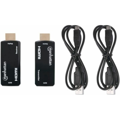 Kit expandeur vidéo Manhattan - ABS, Plastique - Noir ver Ethernet Extender Kit Exte nds an HDMI Signal u