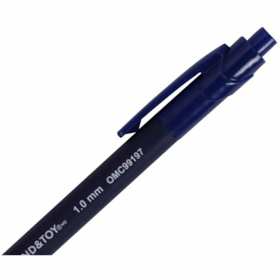 Grand & Toy Rubber Barrel Retractable Ballpoint Pens, Blue, Medium, 1.0 mm, 12/BX - 1 mm (0.04") Medium Round Pen Point - Refillable - Retractable - Blue Ink - Blue Barrel - 12 / Box NON SLIP GRIP REFILLABLE ROUNDEDGE REPLACED 99197