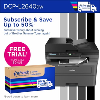 Brother DCP-L2640DW Wireless Laser Multifunction Printer - Monochrome - Gray - Copier/Printer/Scanner - 23.6 ppm Mono Print - 1200 x 1200 dpi Print - Automatic Duplex Print - Wireless LAN - Apple AirPrint, Mopria - USB - For Plain Paper Print - 1 Each  PRNT 