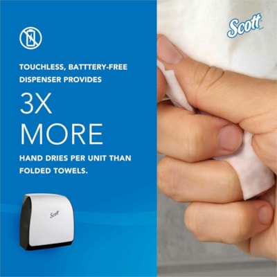 Scott - Distributeur de serviettes en papier Slimroll 47091 - Dispenser Blanc Sans contact - hauteur de 13 po (330,20 mm) x largeur de 12,70 po (322,58 mm) x profondeur de 7,20 po (182,88 mm) - Plastique - Anti-bactérien, Rechargeable, Style Contemporaire, Hygiénique, Compacte, Slim, R 12 63 PO X 16 13 PO X 10 2 PO 