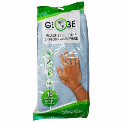 Globe Surface Cleaner - For Hospital, Nursing Home - Cloth - 14" (355.60 mm) Length x 14" (355.60 mm) Width - Disposable, Disinfectant, Launderable, Non-abrasive, Non-scratching, Soft - Blue - 10 / Pack WITHSTANDS HUNDREDS OF WASHES GREEN CLEANING -  240GSM
