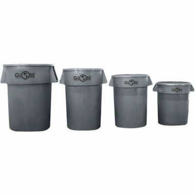 Globe Grey Waste Containers - 32 Gallon / Grey - 121.13 L Capacity - For Outdoor, Healthcare, Automotive, Food Service, Industrial, Commercial, Office - Ergonomic Handle, Dent Resistant, Crack Resistant, Rust Resistant, Durable, Sturdy - 27.2" (690.88 mm) Height x 21.7" (551.18 mm) Width x 24.5" (62 COMMERCIAL GRADE CONSTRUCTION 