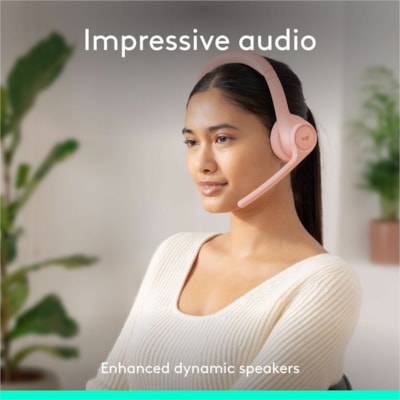 Logitech Zone 300 Headset - Stereo - Wireless - Bluetooth - 98.4 ft (30 m) - 50 Hz to 20 kHz - Over-the-head - Binaural - Supra-aural - Noise Cancelling Microphone - Rose  