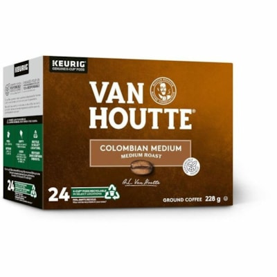 VAN HOUTTE K-Cup Colombian Medium Roast Coffee - Compatible with Keurig K-Cup Brewer - American, Regular - Medium - K-Cup - Colombian - 24 / Box  