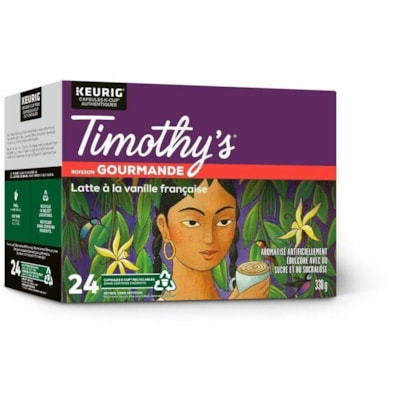 Timothy's K-Cup French Vanilla Latte Coffee - Compatible with Keurig K-Cup Brewer - Medium - 24 K-Cup - 24 / Box TIMOTHY'S  24CT 