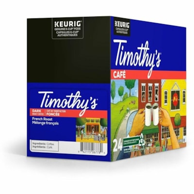 Timothy's K-Cup French Roast Dark Roast Coffee - Compatible with Keurig K-Cup Brewer - American, Regular - Dark - K-Cup - French Roast - 24 / Box  