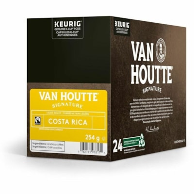 VAN HOUTTE K-Cup Costa Rica Light Roast Signature Coffee - Compatible with Keurig K-Cup Brewer - Regular, American - Light - K-Cup - Costa Rica - Kosher - 24 / Box  