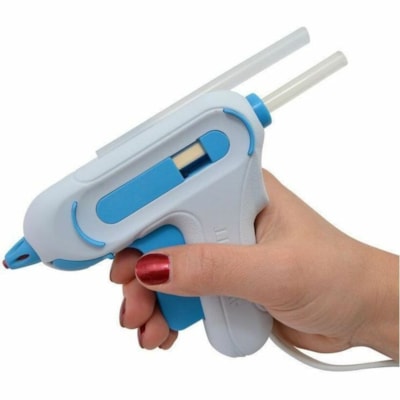 Westcott Premium Safety Mini Hot Glue Gun, Low Temp (16757) - 270°F (132.2°C) - Plastic - Blue, White MAX 270F  NON-STICK NOZZEL ERGO HANDLE W/ X-LARGE TRIGGER