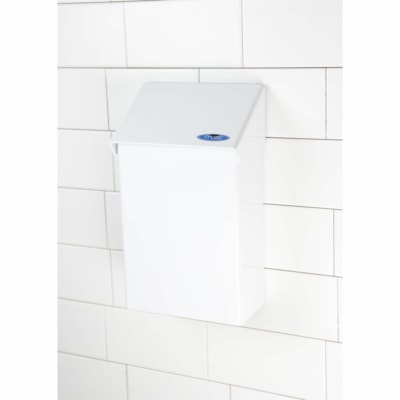 Frost - Élimination des produits féminins montés sur surface - Pivot Couvercle - 6 L Capacité - Pour Bureau, Commercial - Résistantes, Robuste, Facile à laver - hauteur de 12,9 po (328 mm) x largeur de 7,9 po (201 mm) x profondeur de 4,5 po (114 mm) - Acier - Époxy,   MONTAGE EN SURF  BLNC ACIER  BLANC
