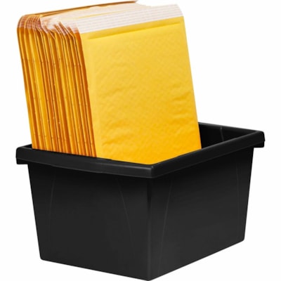 Storex 4 Gallon Storage Bin, Black - 15.10 L - Handle, Impact Resistant, Sturdy, Drop Resistant - Black - Plastic BLACK 