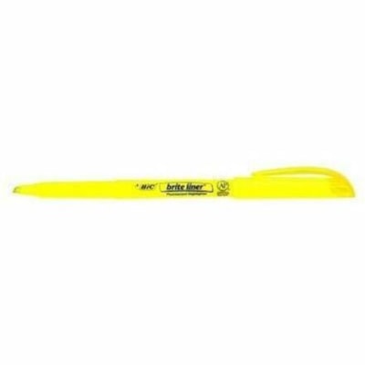 BIC Brite Liner Highlighter - Chisel Marker Point - Fluorescent Yellow Ink - Water Based - Fluorescent Yellow Barrel - 1 Each YELLOW  CHISEL POINT 